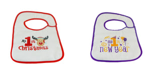 Hello Baby Wonder Baby's First Christmas & New Years Bib Set - 2pk - Hellobabywonder