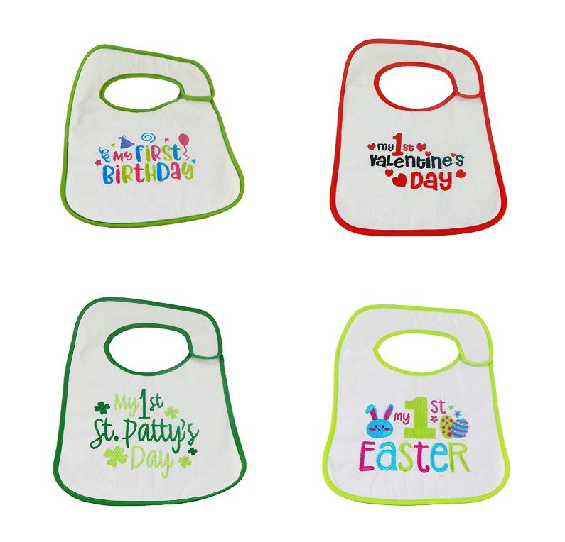 Hello Baby Wonder Baby's First Birthday, Valentine's Day, St. Patty's Day, Easter Bib Set - 4pk - Hellobabywonder